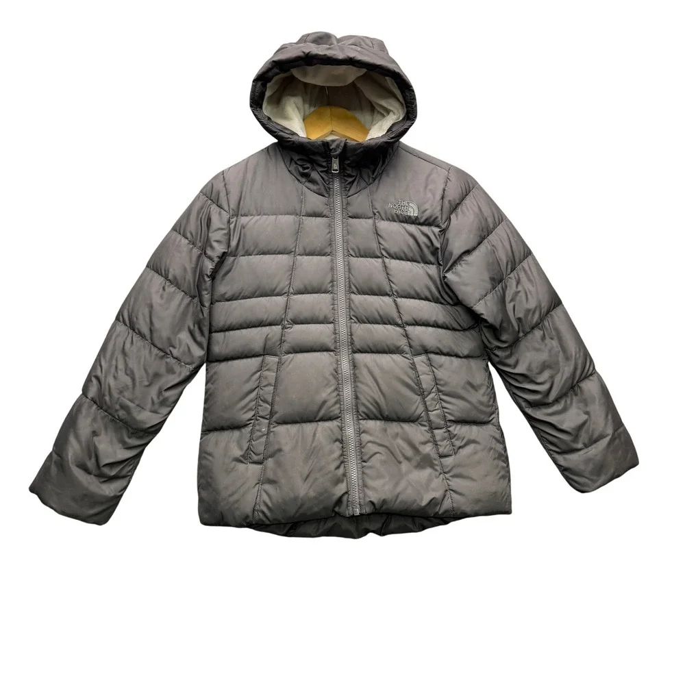 The North Face‎ Puffer Jacket Girls Size M 10/12 Gray Fleece Lined Outdoor